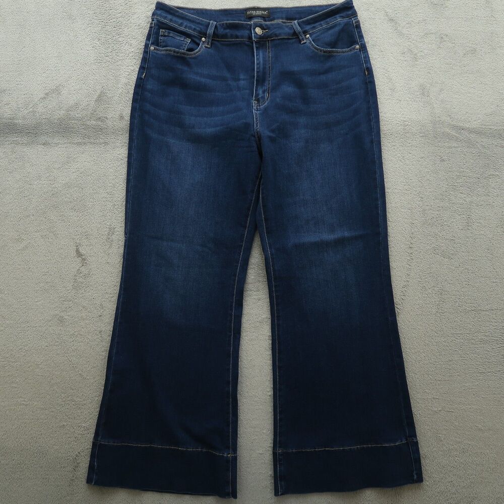 Flying Banana Jeans Women's Size 16S Blue High-Rise Wide-Leg Denim 30" Inseam